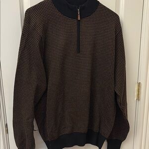 Peter Millar Black and Brown Zip Up Sweater